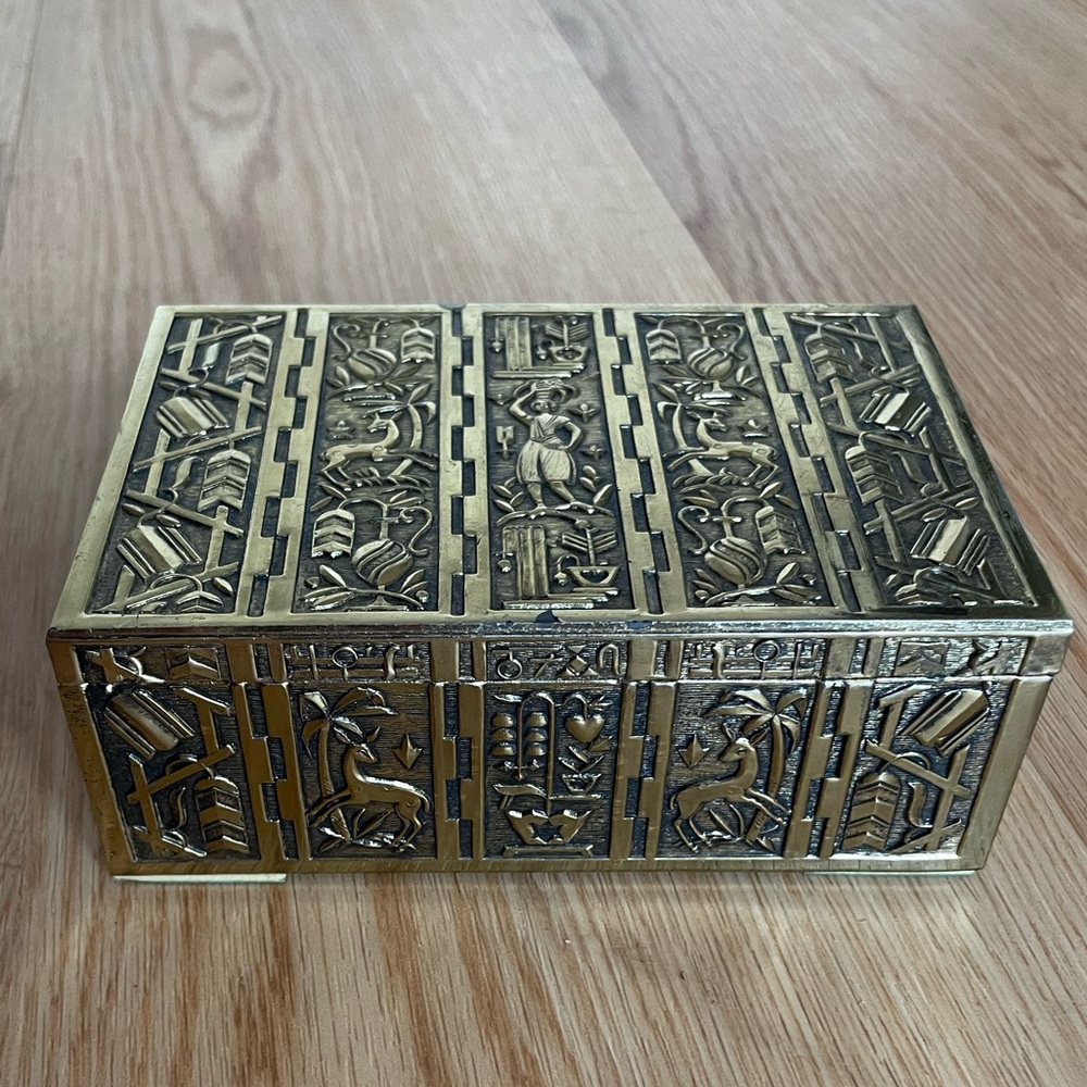 ✨ vintage brass and wood cigarette box trinket box art deco antique - Picture 15 of 15
